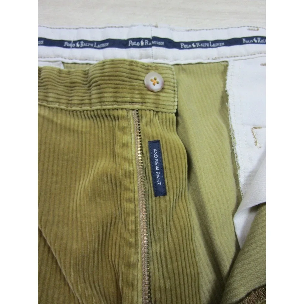 Polo Ralph Lauren Andrew Pant Corduroy Trousers Men's 33x27‎ Tan Pleated Vintage